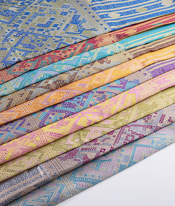 Laotian ঐতিহ্যগত Sarong জন্য ফাঁপা পলিয়েস্টার Jacquard ফ্যাব্রিক